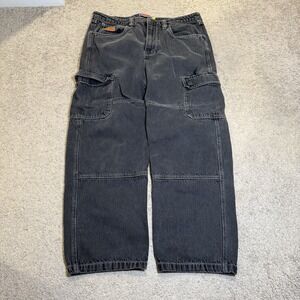 Empyre Cargo Pants Mens 38x30 Black Denim Jeans Work Baggy Skate Streetwear READ